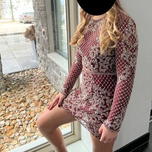 Homecoming, formal, or prom dress. Sherry Hill, size 8. Worn once. Maroon silver